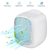 Mini climatiseur, BASEIN mini climatiseur portatif 3 en 1, ventilateur et épurateur d'humidificateur à 3 vitesses réglables pour la maison et le bureau
