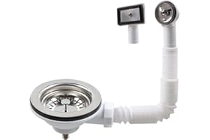 Talea Évier de cuisine en acier inoxydable 304 - Longueur : 5,5 cm - 114 mm - Type de bol - Avec trop-plein - 2 types de trop-plein XK186GE