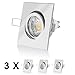 Produktbild 3er LEDOX LED Set Einbaustrahler chrom eckig Lochausschnitt 68mm mit 6W Led 5000k tageslichtweiß GU10 450 Lumen CRI / Ra über 90 Spot dimmbar mit Einbaurahmen für Decken Markenstrahler Lampe 50W Ersatz 68 mm weiß