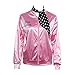 Price comparison product image Nofonda Ladies 1950s Pink Satin Jacket With Neck Scarf T Bird Women Danny Halloween Costume Fancy Dress (Medium)