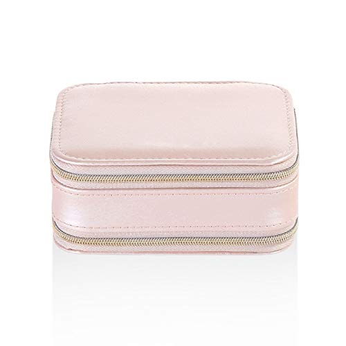 Preisvergleich Produktbild CHENZHAOL Schmuckschatulle Mädchen Schmuckschatulle kosmetische aufbewahrungsbox Make-up verpackung veranstalter multifunktions Ohrringe Ring Container case tragbare Leder Reise (Color : Pink)