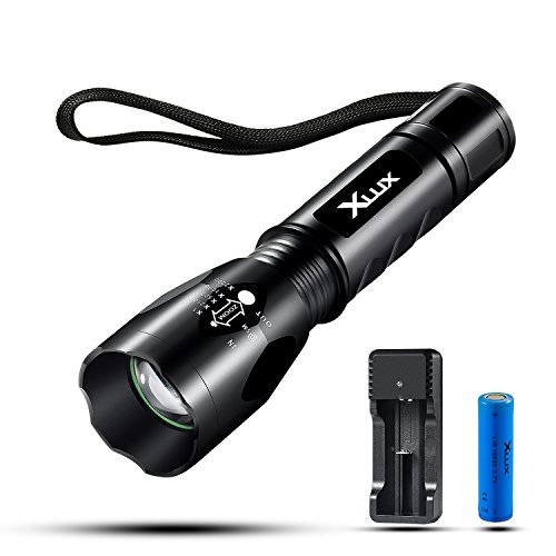 [Charge Anywhere] Rechargeable Torch LED Tactical Flashlight, Super Bright, with USB Charger and 18650 Li-ion Battery