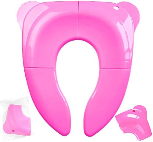 Foldable Travel Potty Seat with Carry Bag, Canwn Portable Potty Training Seat for Babies Toddlers Potty Seat with Clips &amp; Non Slip Silicone Pads (Pink)