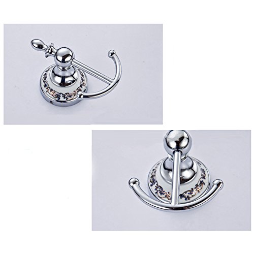 MUMENG Moderne Silber Kleidung Handtuchhaken Haken aus Wand montierten Befestigung bohren wasserdichte Haken Mantel / Robe Haken Bad-Accessoires Kleiderhaken Eedelstahl Garderobenhaken Wandhaken Metall-Keramik-Haken (Kontinentale blauweißen Mantelhaken) - 2