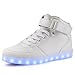 Produktbild TULUO Kind u. Männer u. Frau USB-aufladende LED 7 Farben-helle hohe SpitzenSneakers Helle Schuhe weiß 26 EU