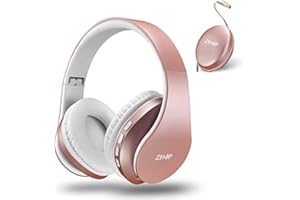ZIHNIC Bluetooth Headphones Over-Ear, Foldable Wireless and Wired Stereo Headset Micro SD/TF, FM for Cell Phone,PC,Soft Earmuffs &Light Weight for Prolonged Wearing(Rose)