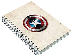 AccuPrints Hard Bound A5 (6 by 9 inch) wiro Notebook Diary Ruled 200 Pages with 12 Habit Development Pages for Personal and Office use. Theme - Captain America & Motivation