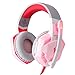 Produktbild KOTION EACH Pro Gaming Headset G2000 mit LED / Gaming Kopfhörer mit Mikrofon Laustärkeregelung für Laptop / PC / Mac / in weiß rot