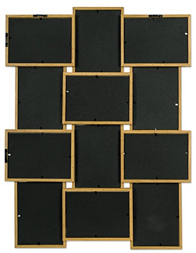 levandeo Holz Bilderrahmen Farbe: Eiche natur braun hochwertig verarbeitet für 12 Fotos 10x15cm mit Glasscheiben – Querformat und Hochformat Fotogalerie Collage Fotocollage Bildergalerie Fotorahmen - 6