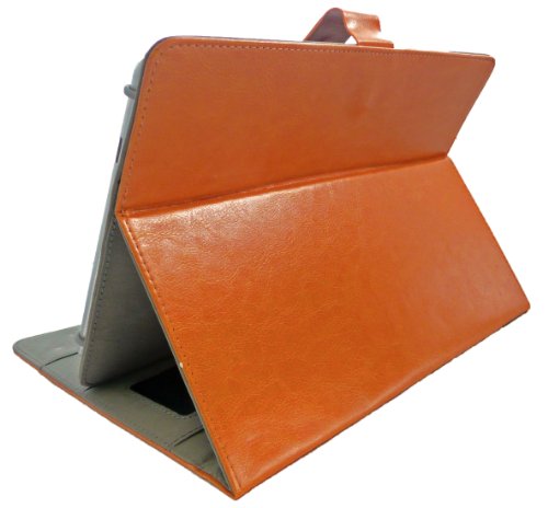 Emartbuy® Schwarz Eingabestift + Universalbereich ( 8 – 9 Zoll ) Orange PU Leder Multi Winkel Folio Executive Case Cover Wallet Hülle Schutzhülle mit Kartensteckplätze Geeignet für Gigaset QV830 8 Zoll Tablet - 6