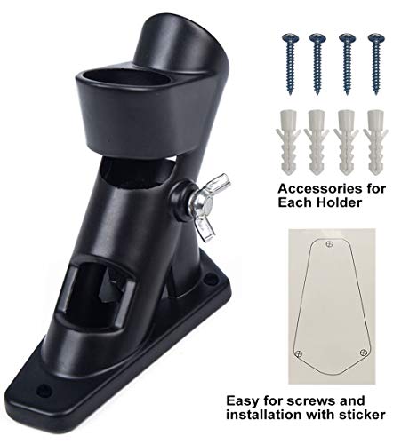 Fityou - Set di staffe per Bandiera Americana, in Alluminio, 2 Posizioni, verniciate a Polvere, con Viti e Adesivi per l'installazione, Colore: Nero