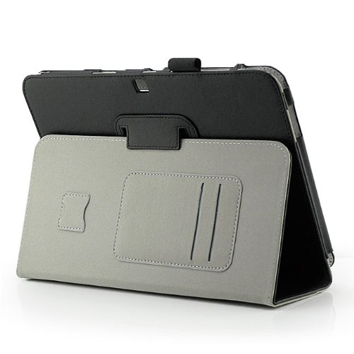 Saxonia Samsung Galaxy Tab 3 10.1 GT-P5200 GT-P5210 GT-P5220 LTE + Touch Stift Smart-Cover Schutzhülle Tablet Case mit Magnetverschluss in Schwarz