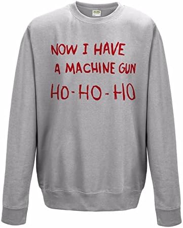 Festival-Fashion Now I Have A Machine Gun HO HO HO Sweatshirt DIE Hard Christmas Jumper Xmas Gift Secret Santa Grey