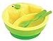 FOR BABIES - 3 Compartment Food Warmer Baby plate Set - Easy & Safe (Yellow/Green)