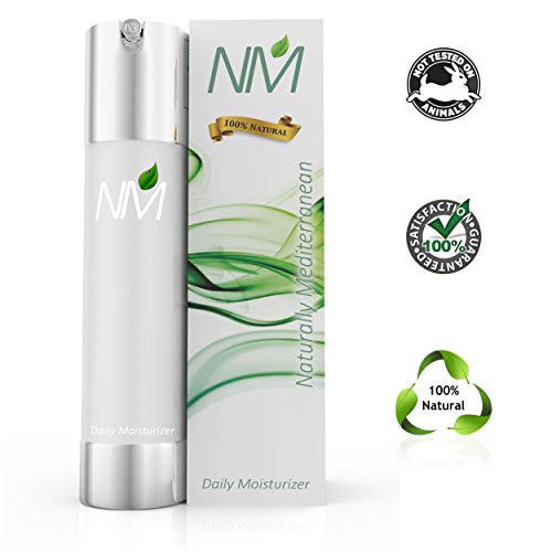 Best Face Cream Daily Moisturiser - Natural Skin Care Anti-Ageing Anti Wrinkle - Facial Moisturiser for dry, oily and sensitive skin - Moisturising Cream For Women For Men from Naturally Mediterranean - Face lifting firming cream with Aloe Vera, Argan Oil, Jojoba, antioxidant Vitamin E and more - No Harmful Chemicals, No Parabens, No glycol - Fragrance free - Hypoallergenic - NEW AIRLESS PUMP - 1.69 oz (50ml)