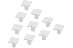 REI REUNION INDUSTRIAL SOCIEDAD LIMITADA Pack 10 Pomos y Tiradores Cuadrados- Para Cocina y Armarios - Fabricado en Zamak - Color Blanco Mate- Medidas: 30 x 27 mm - Incluye Tornillos - REI