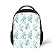 Produktbild Kids School Backpack Flower,English Country Style Blooming Spring Flowers and Leaves Design Print,Blue Green and White Plain Bookbag Travel Daypack