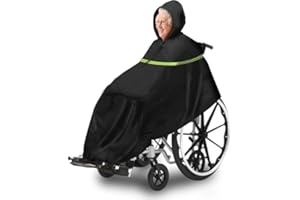 MRWIZMS Rain Poncho, rain Poncho Wheelchair Adults, Wheelchair Raincoat, Waterproof Poncho for wheelchairs, rain Protection for Wheelchair Users, rain Poncho Black, with reflectors