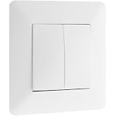 Zenitech - Artezo 10A Double Switch Switch - White - Recessed Equipment Ready to Install - Ease of Wiring - Adjustable Front