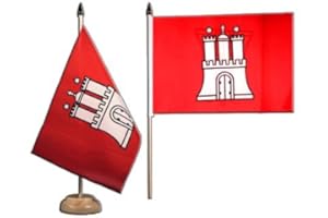 Tischflagge/Tischfahne Deutschland Hamburg + gratis Aufkleber, Flaggenfritze®