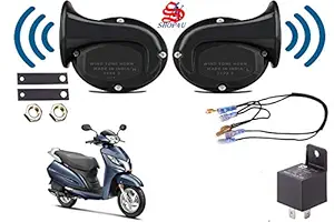 SHOP4U Snail Shape windtone Horn with Relay and Wire for Honda Activa 125 (Trumpet Sound, 12V)