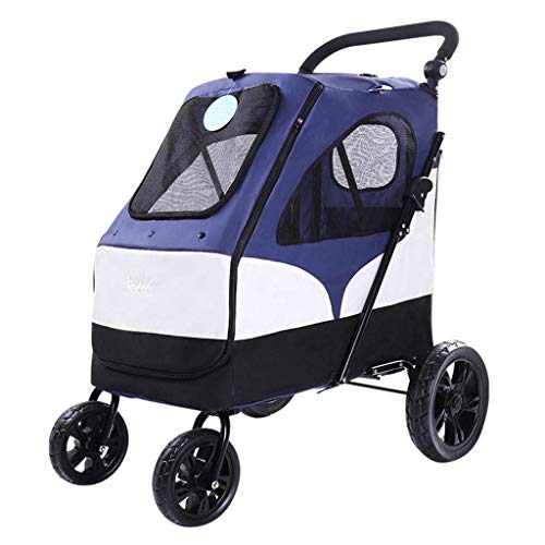 QQWW Cochecito Plegable Mascotas De Cuatro Ruedas Paseante Perro Carretilla Grande Espacio Cojinete 55 KG por De Salida Utilizar,B
