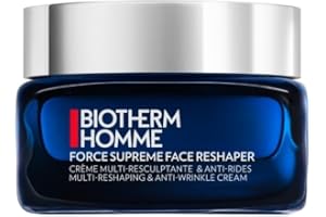 Biotherm Homme, Force Supreme Face Reshaper Cream, Crema Anti-Edad para Hombre, Piel Elástica y Firme, Enriquecida con Algas Azules y Pro-Retinol, 50 ml