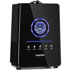 KLARSTEIN Monaco - humidificateur d'air, rafraîchisseur d'air, atomiseur, ioniseur, ultrasons, réservoir d'eau 6 litres, rétroéclairage LED Bleu, 3 puissances, Filtre antibactérien, Noir