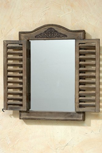 WANDSPIEGEL IN BRAUN MODELL FENSTERLADEN SPIEGEL HOLZ BAROCK