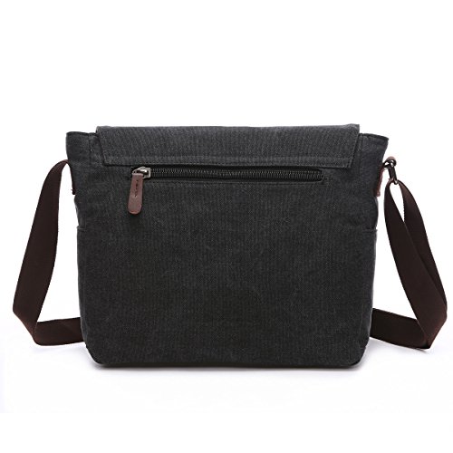 BAOSHA MS-08 Canvas Umh  ngetasche Schultertasche 15 Zoll Computer Laptop Tasche Crossbody Messenger Bag f  r Arbeit Uni Reise Sport  Schwarz 