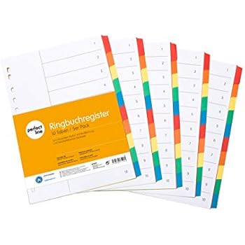 BIGO Karton-Trennstreifen 100er Pack - 5 Farben Für Ordner Bis DIN A4