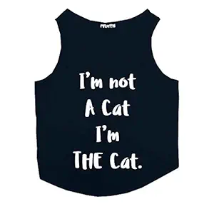 Ruse Summer Cat T-Shirt The Cat Printed Cotton Sleevless Cat Tank T-Shirt/Tee.Navy/Size:-Large