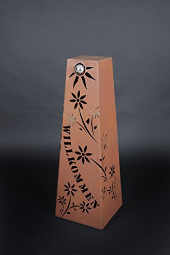 XL Rost Säule + Schale „WILLKOMMEN“ RS77+S11 kostenloser Versand“ Blumen Deko Rostsäulen Säulen rostig - 2