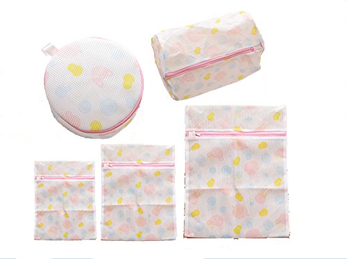 Laundry Mesh Washing Bag Lingerie Bags for Delicates,Lingerie, Bras, Socks, Tights, Stockings, Baby Clothes or Stuffed Toys(Set of 5).
