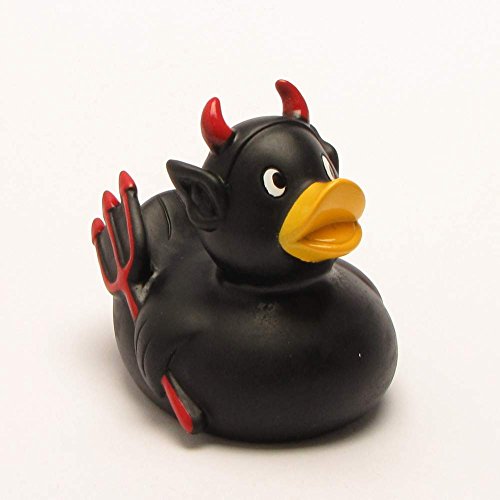 Badeente Teufel schwarz | Quietscheente | Duckshop | L: 8 cm