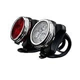 Yakamoz Cyclists USB Rechargeable LED Bike Light Set Waterproof - White Headlight and Red Taillight