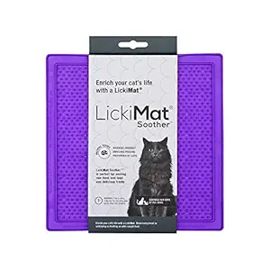 Lickimat Classic Soother, Cat Slow Feeder for Feline Boredom and Anxiety Reduction; Perfect for Food, Treats, Yogurt, or Peanut Butter. Fun Alternative to a Slow Feed Cat Bowl or Dish, Purple