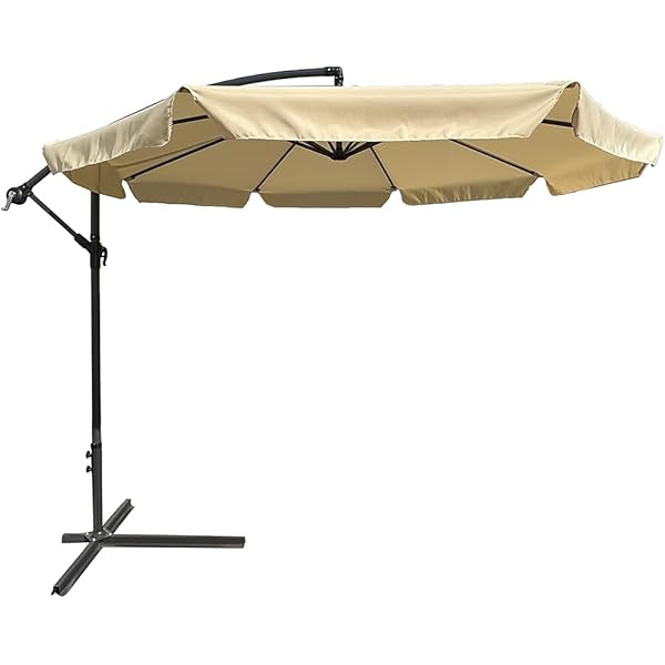 Ombrellone Da Giardino Decentrato 3x3m - Palo Laterale 48mm - Telo Ecrù Lavabile 180gr/mq - Con Manovella - Per Terrazza E Giardino - Foto 2