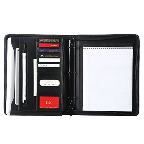 Leathario Marca de Portafolio de Carpeta Plegable de Mano  Dise  ado para Negocio y para Tomar notas  Negro-3 