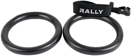 Rally Fitness Gymnastic Olympic Metal Rings (Pair) on 16' Vinyl Straps with Buckles