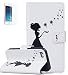 Produktbild ISENPENK Apple iphone 5/5s/SE Flip Case,Original Flip Bookstyle Cover Wasserdicht Shockproof Anti Slip Protection Leather Case,Feder Print Muster Pattern Wallet Case mit Intern Karte Schlitz,Anti-Sturz Stoßfest Stoßdämpfend Triangle Hemming Wallet Tasche,Magnetic Closure Schutzhülle mit Standfunktion und Handy Gürtel für Apple iphone 5/5s/SE 4.0Zoll-[Mädchen und Löwenzahn]+Panzerglas Folie/Displayfoile/Displayschutzfolie