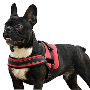 Pedigone Dog Belt Padded Red Fur Dog Harness Adjustable Chest Size 22-26 inch Specially for Medium Breed Dog Harness (Medium, Red)