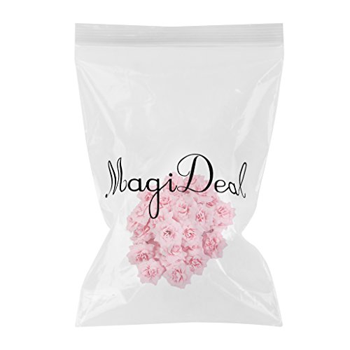 50 Stk. Seide Rosen Künstliche Braut Clips Hochzeit Dekoration Blumenköpfe (Rosa) - 2