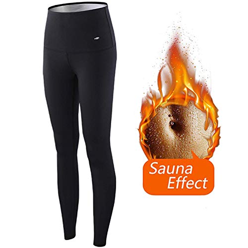 SHENGMI Pantalon de Sudation, Legging Sport pour Femme, Caleçon Chauffant en Néoprène - Fort Compression Thermique et Transpiration pour Perdre du Poids - Idéal pour Sport Jogging Minceur Fitness (S)