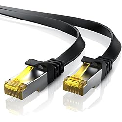 Primewire 5m Cable de Red Cat.7 Plano – Cable Ethernet |Gigabit LAN 10000 Mbit/s |Cable de Conexión – Cable Plano- Cable de Instalación | Cable Cat 7 Apantallamiento U/FTP PiMF con Conector RJ 45