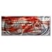 Produktbild Modern Wall Painting 'Interlude' - 48x19in. - Huge Wow-Factor Home/Office Accent. Ultra-modern, Abstract Design w/ Passionate Shades of Red and Dark Lines on Steel-Colored Metal Panel. Modern Wall Design. by Metal Art Studio