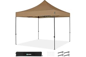 VONROC Carpa para Fiestas Easy-Up 3 x 3 m Beige – Toldo de jardín con Estructura de Acero, Lona Impermeable, protección UV 50+, Bolsa para el Transporte con Ruedas, Modular y Ampliable