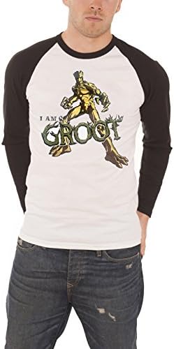 Guardians of the Galaxy T Shirt I Am Groot Logo Official Mens White Baseball L