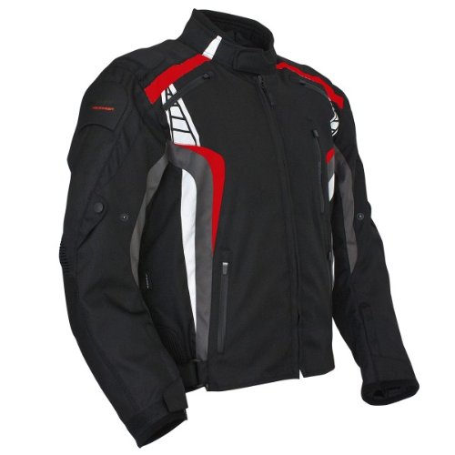 Roleff Racewear Luzern Chaqueta de Motorista, Negro/Rojo, XL