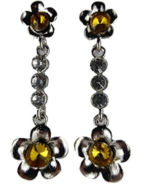Ohrringe Ohrstecker Stecker silberfarben Blume Straß gelb elegant edel 6033
